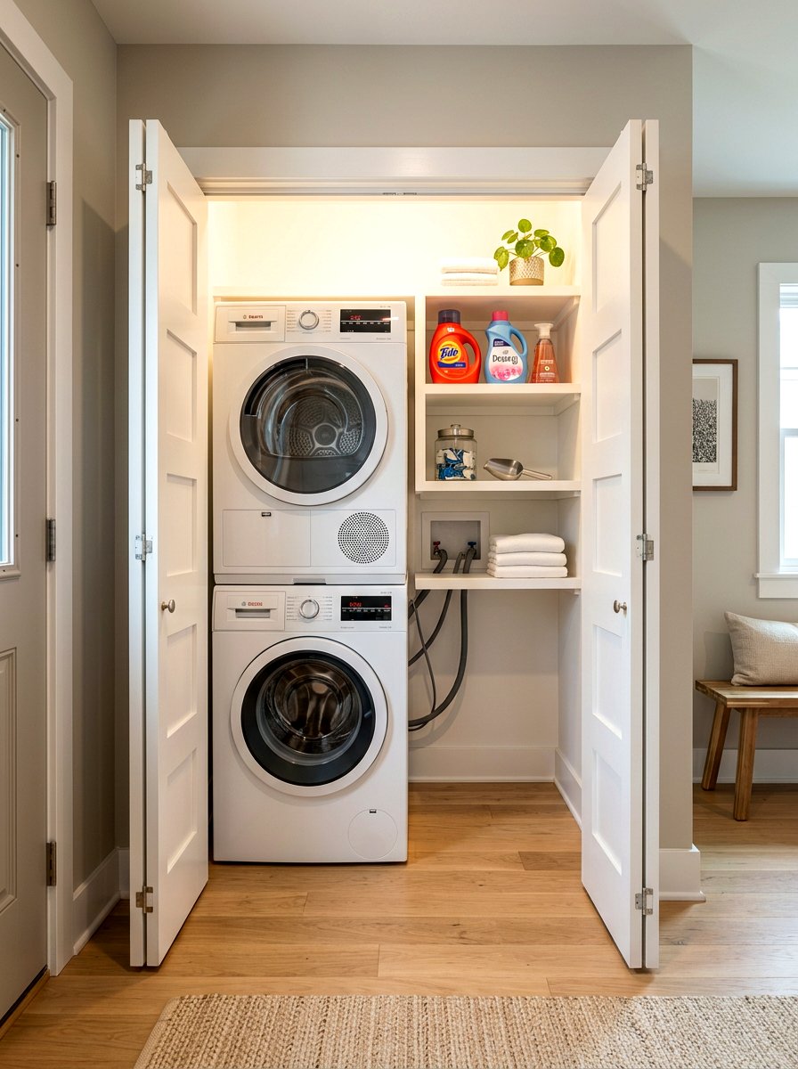 Hidden laundry in closet - 30 small laundry room ideas