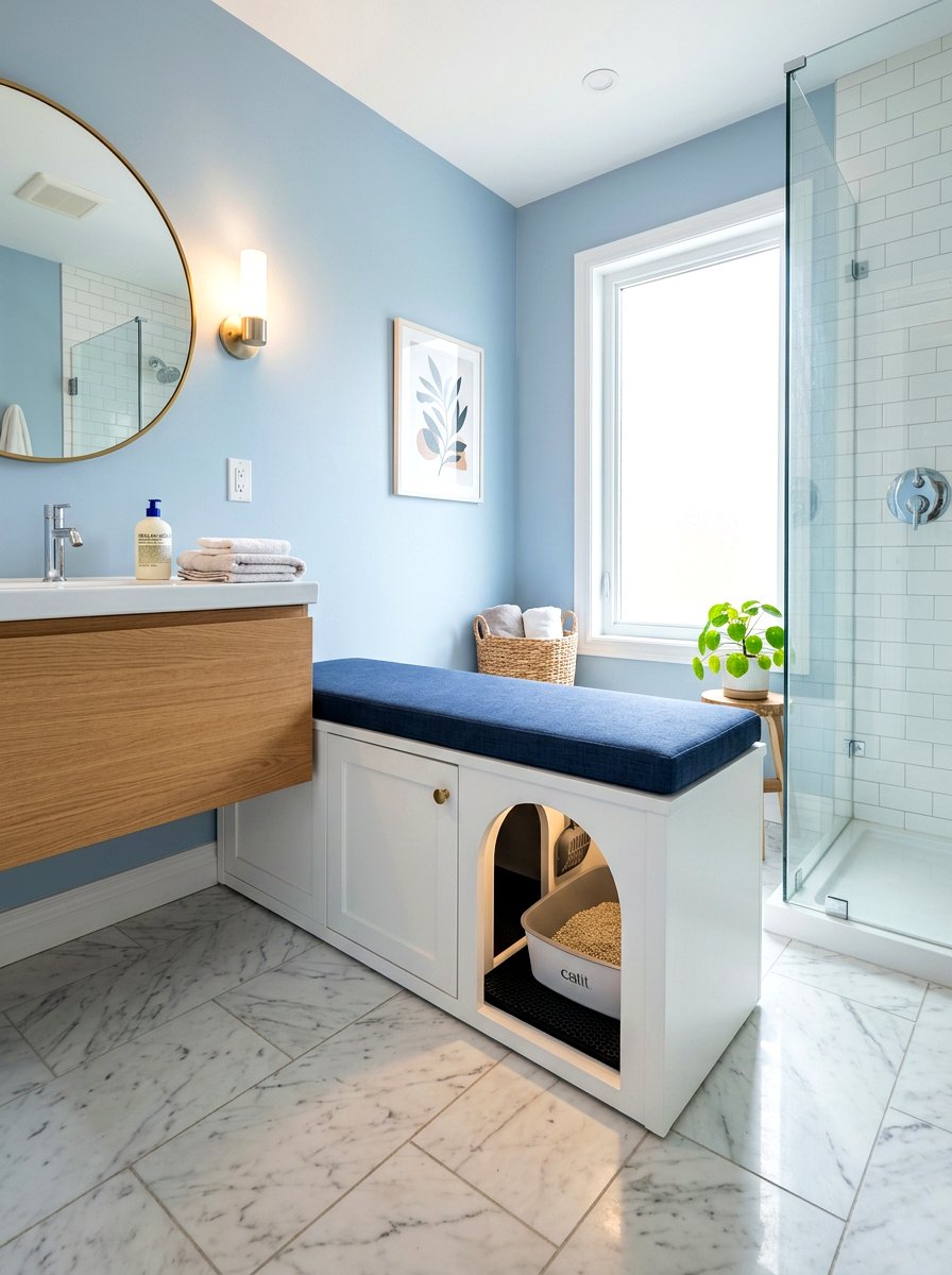 Hidden litter box cabinet - 30 pet nook apartment ideas