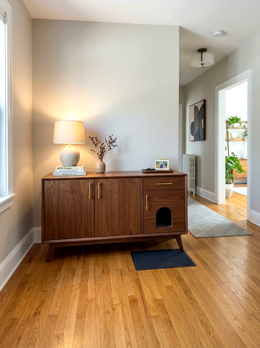 Hidden litter box cabinet - 30 cat room aesthetic ideas