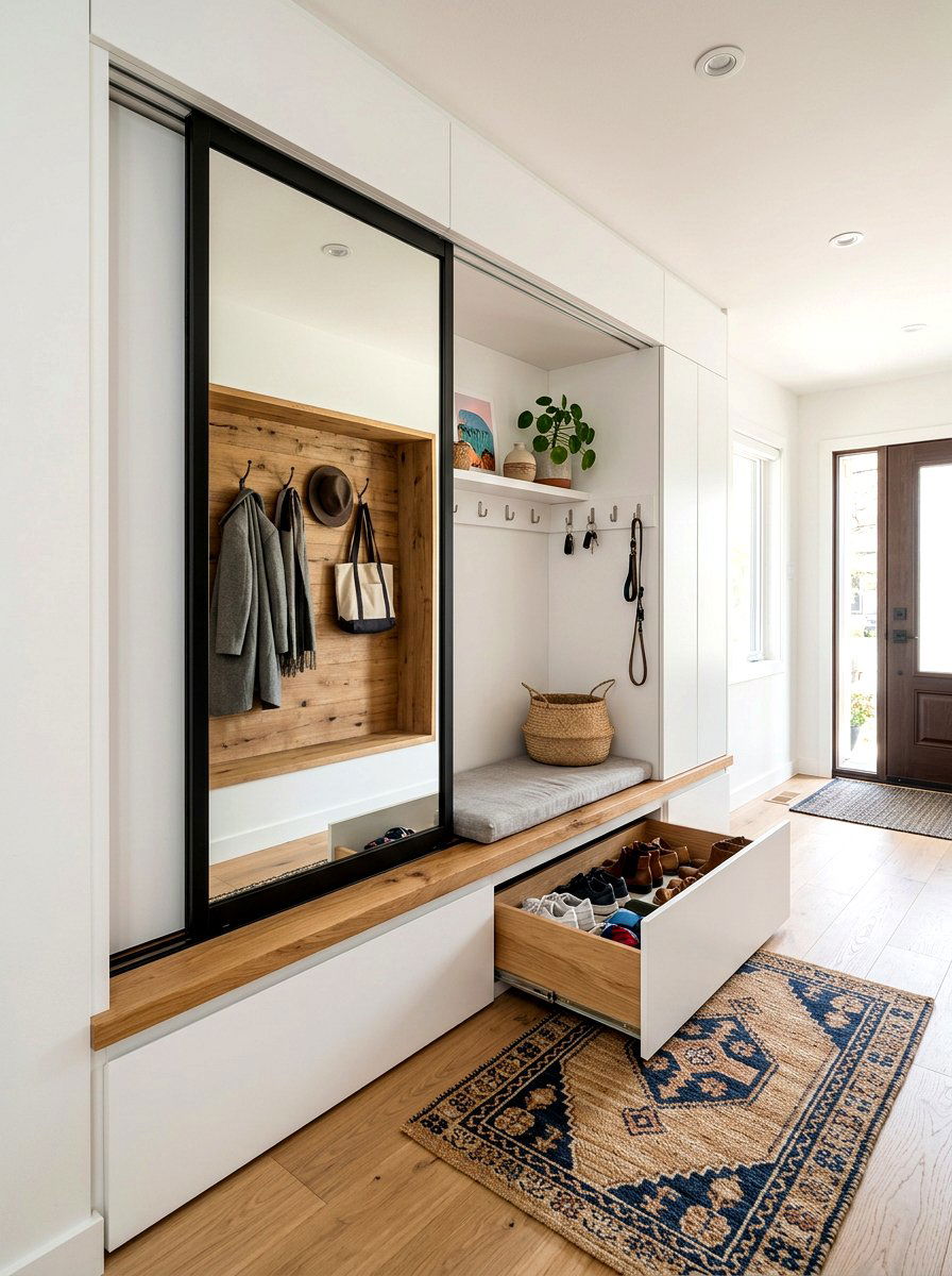 Hidden mudroom storage - 30 organizing a mudroom ideas