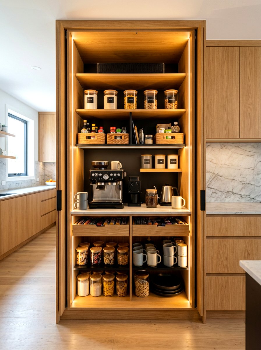Hidden pantry cabinet - 30 pantry snack zone ideas