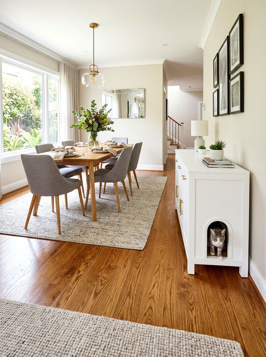 Hidden pet door cabinet - 30 pet nook apartment ideas