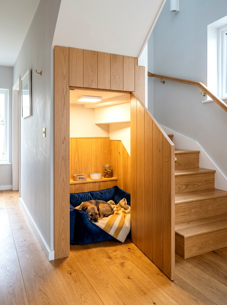 Hidden pet nook - 30 under stairs pet room ideas aesthetic