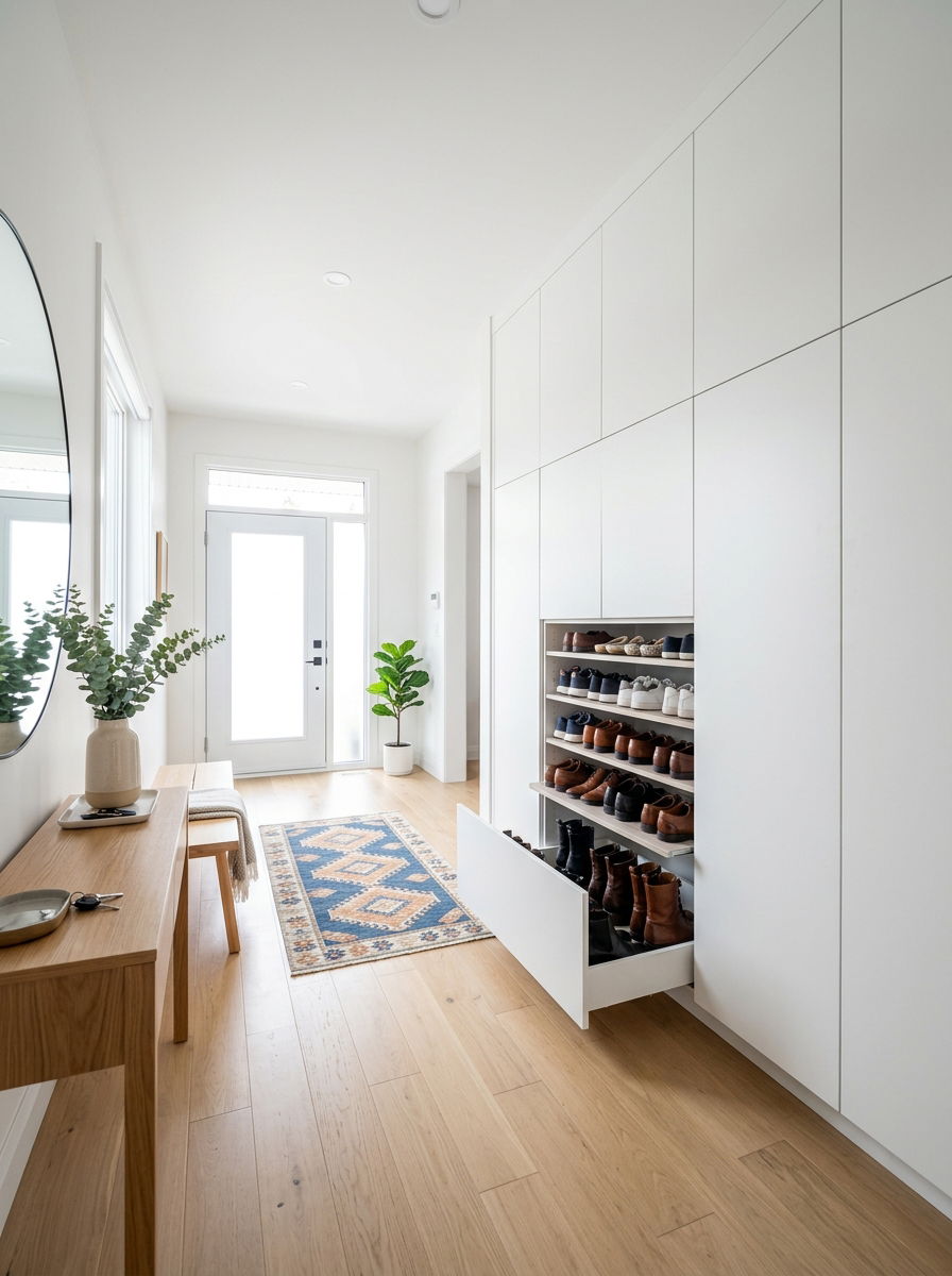 Hidden shoe storage - 30 small entryway ideas