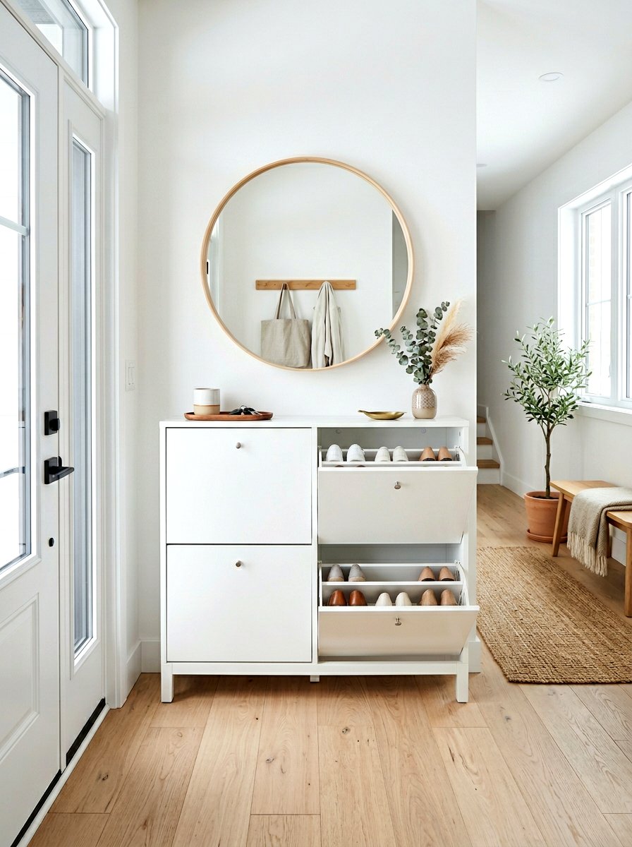 Hidden shoe storage cabinet - 30 entryway makeover ideas
