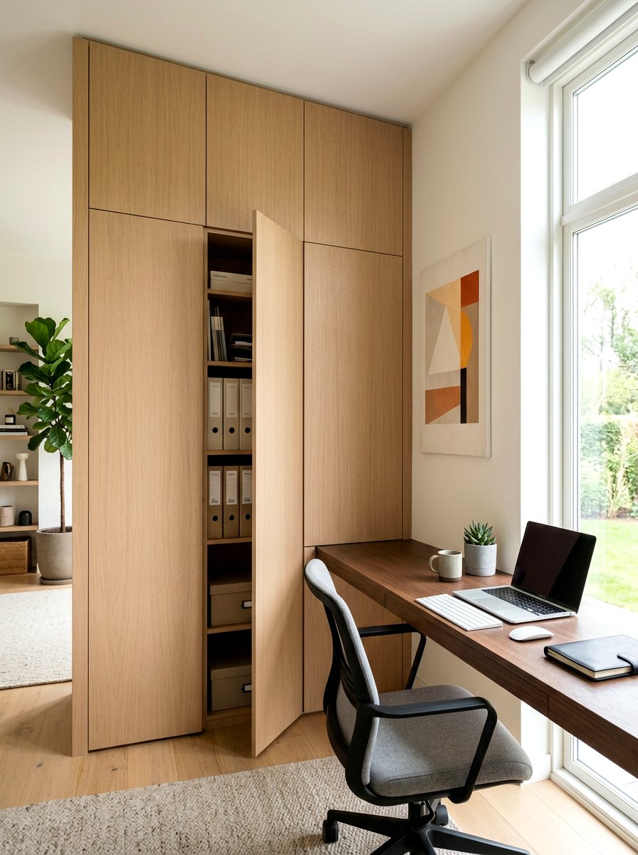 Hidden storage cabinet - 30 quiet luxury office ideas