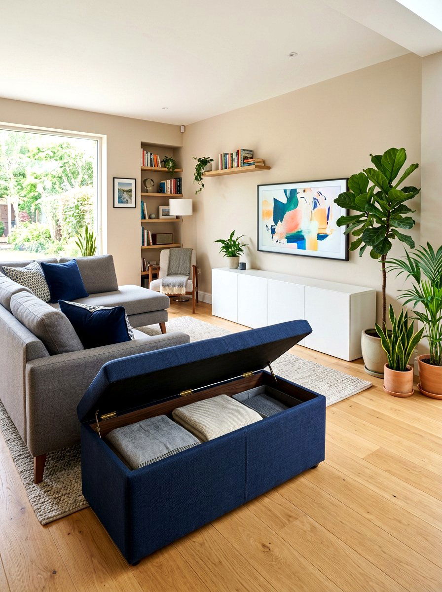 Hidden storage living room - 30 family friendly living room ideas