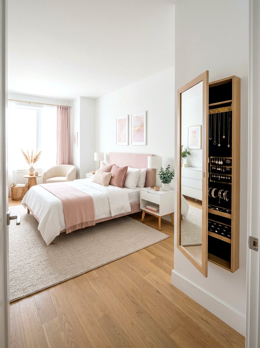 Hidden storage mirror - 30 small apartment storage ideas
