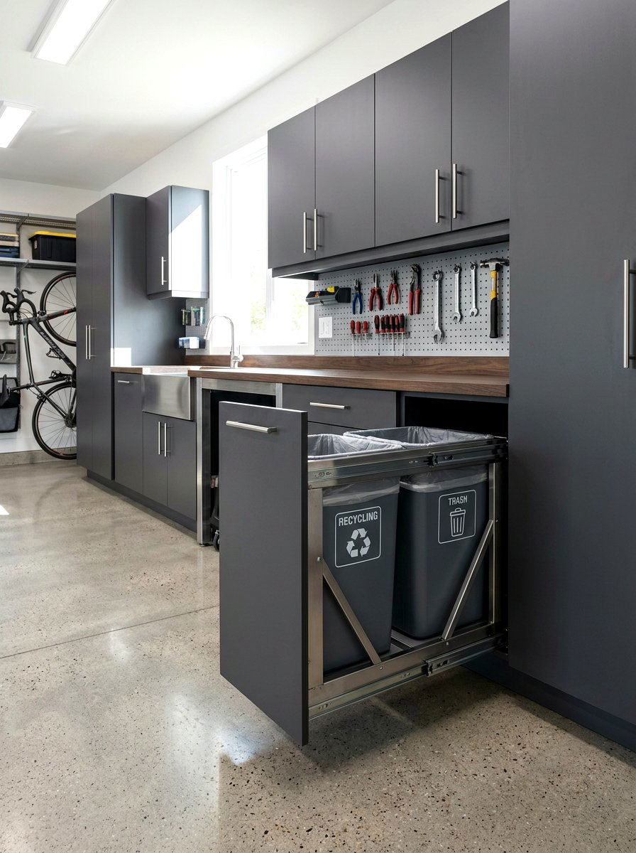 Hidden trash can pull out - 30 trash can enclosure ideas