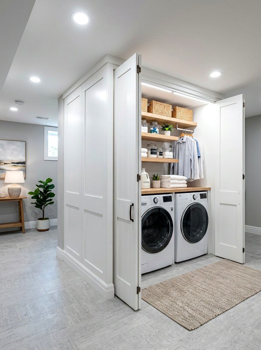 Hideaway basement laundry room - 30 basement laundry area ideas