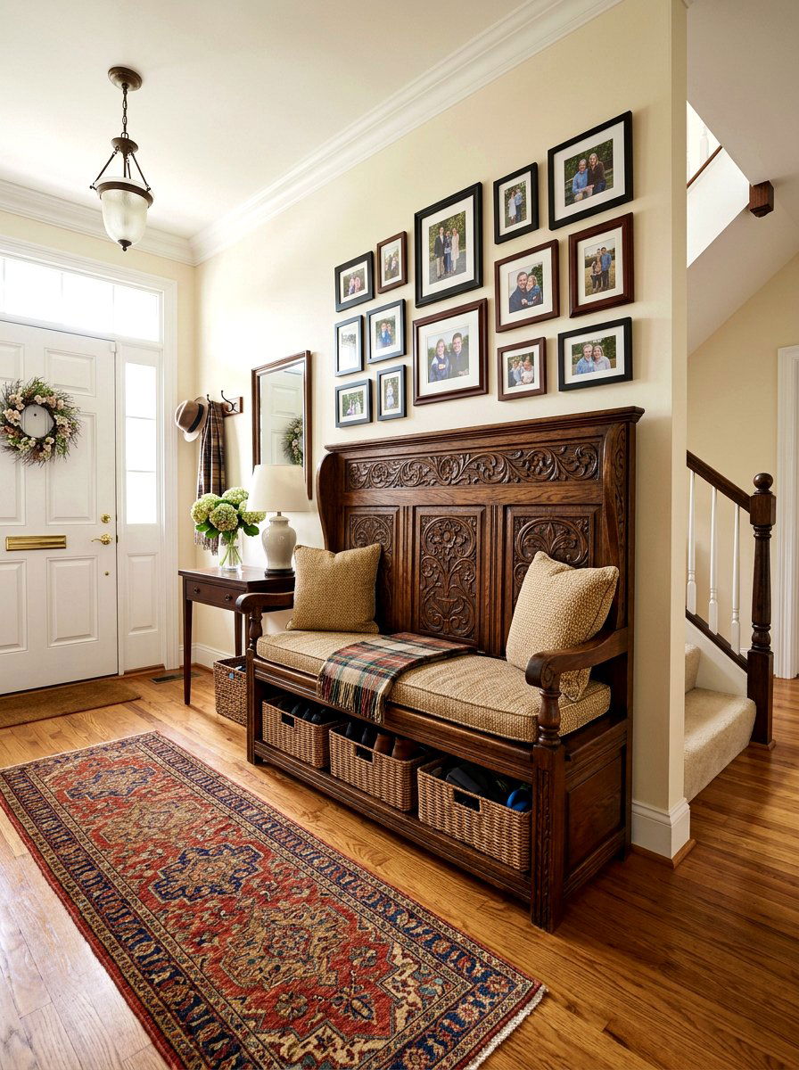 High Back Entryway Bench - 30 foyer bench seating ideas