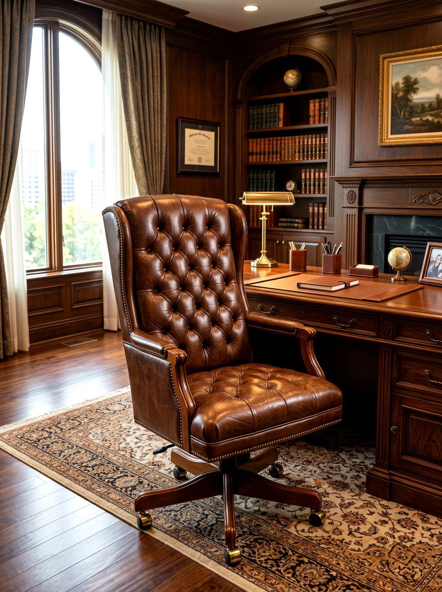 High Back Leather Executive Chair - 30 luxury home office ideas