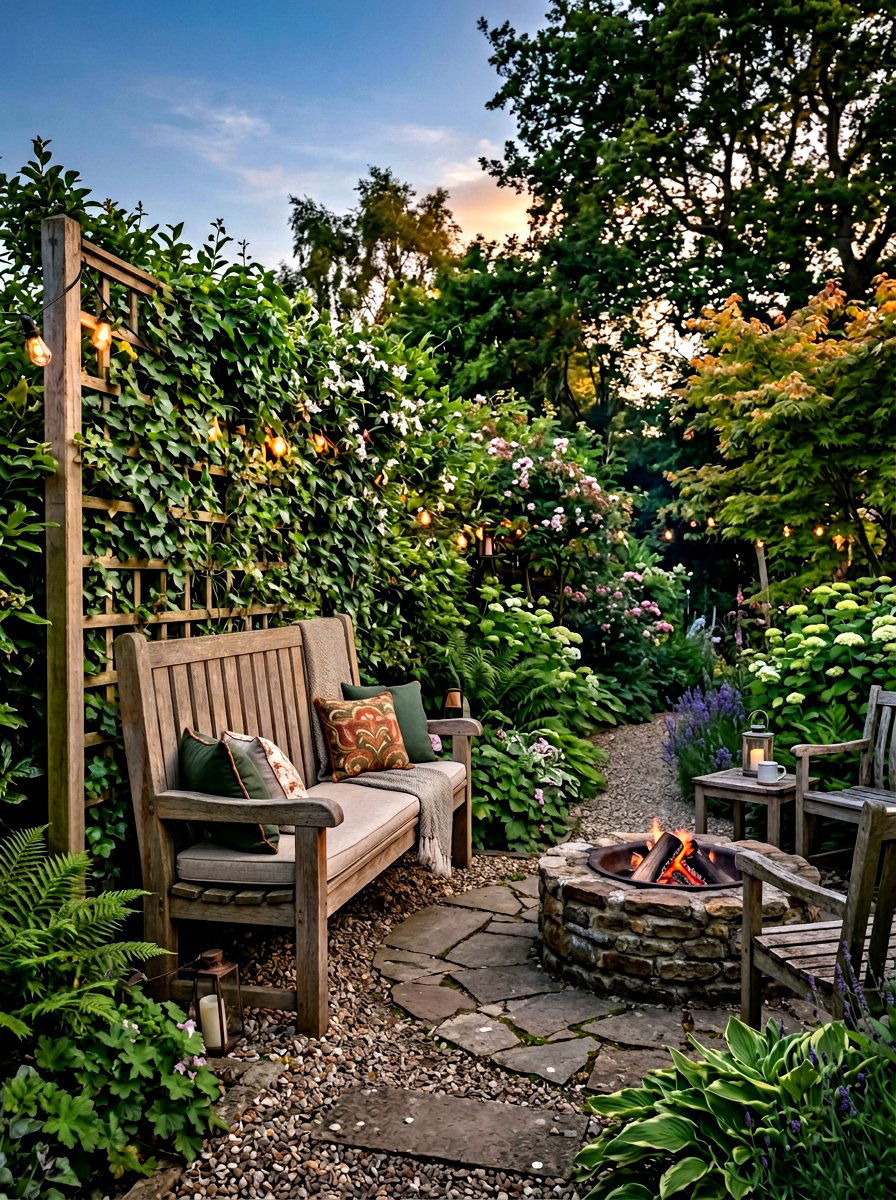 High Back Privacy Bench - 30 fire pit bench ideas