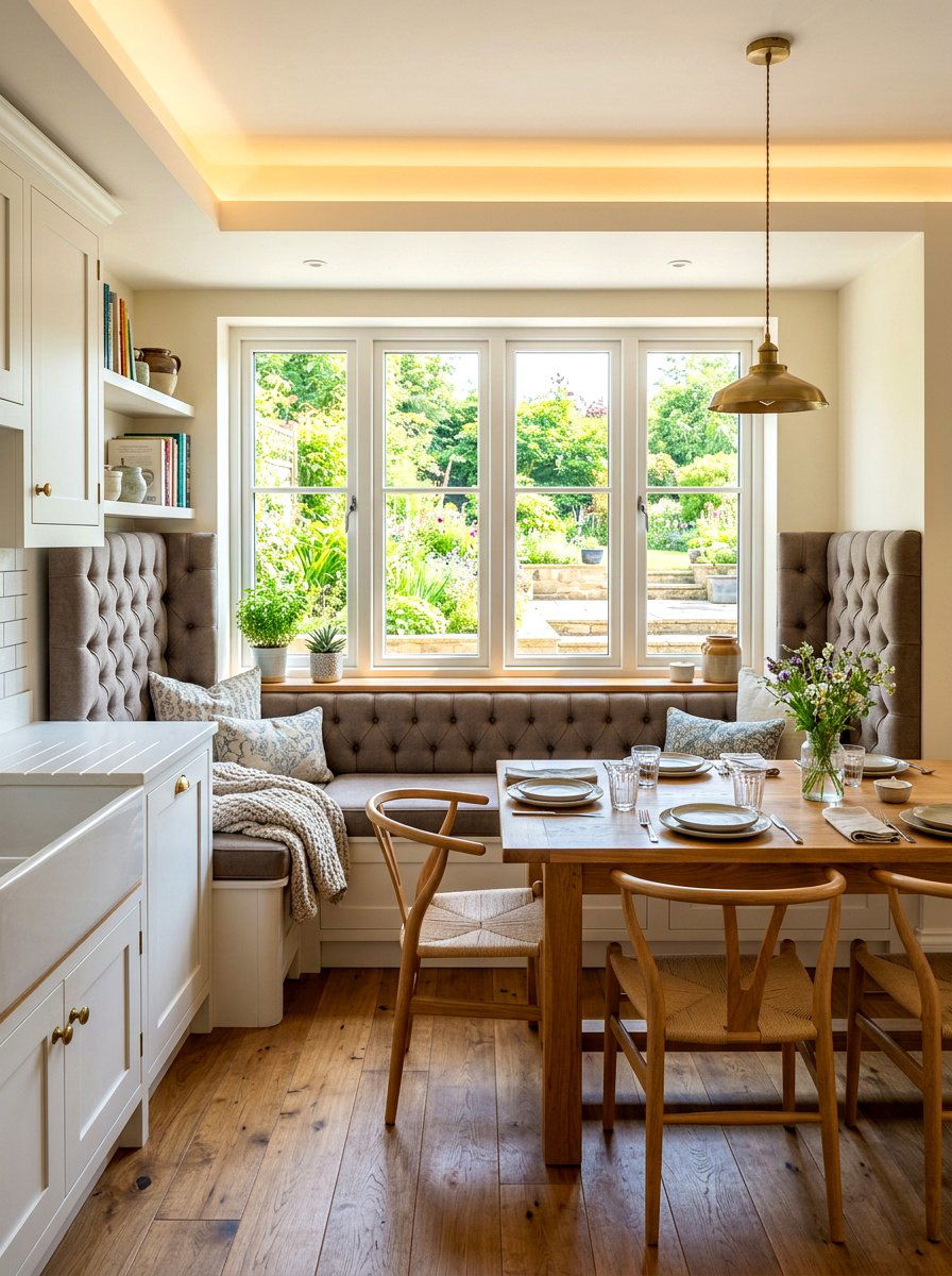 High Back Window Seat - 30 cozy kitchen window seat ideas