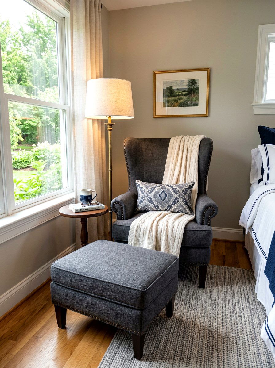 High Back Wingback Chair - 30 bedroom sitting area ideas