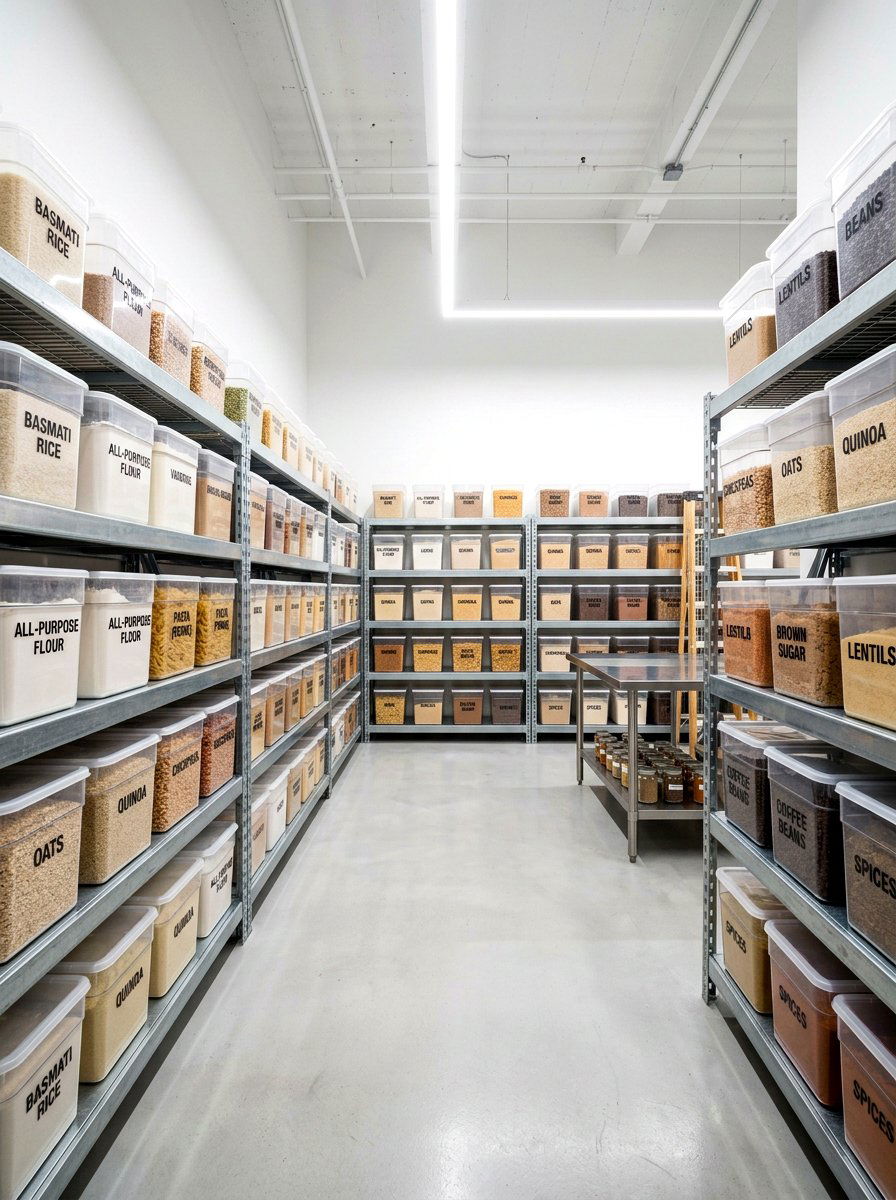 High Capacity Dry Goods Storage - 30 catering kitchen ideas