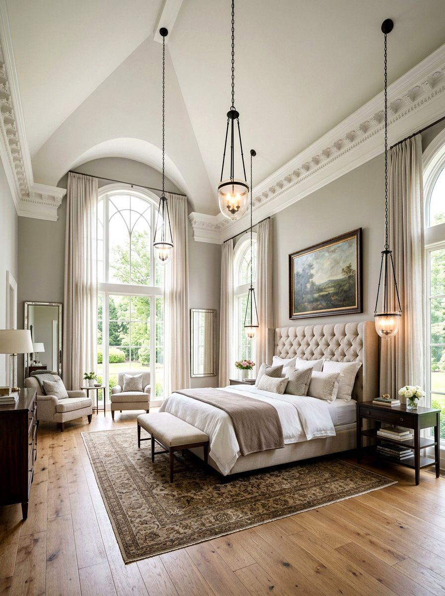 High Ceiling Bedroom - 30 soft luxury bedroom ideas