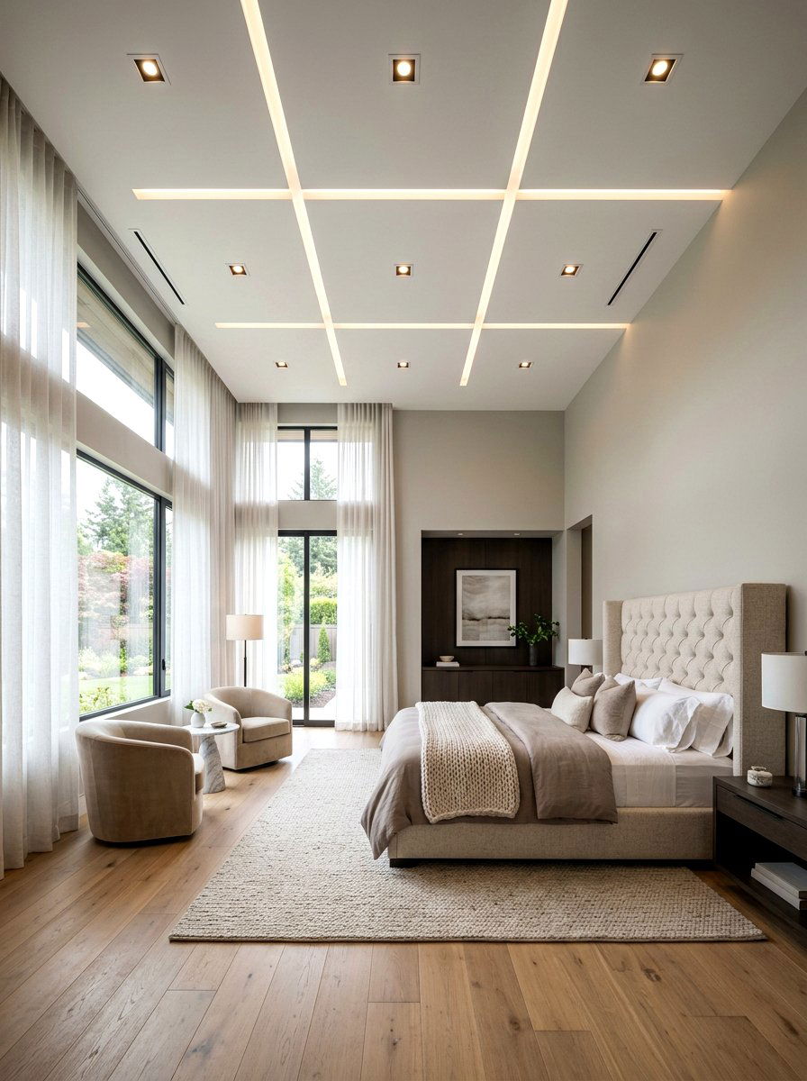 High Ceiling Bedroom With Recessed Lighting - 30 bedroom lighting ideas
