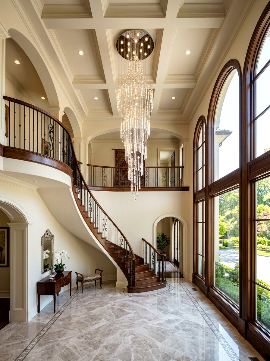 High Ceiling Chandelier Foyer - 30 elegant foyer staircase ideas