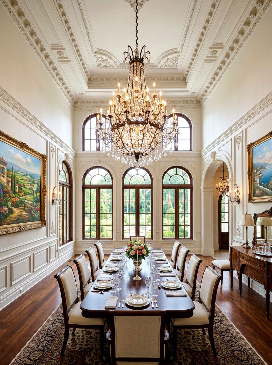 High Ceiling Dining Room - 30 old money dining room decor ideas