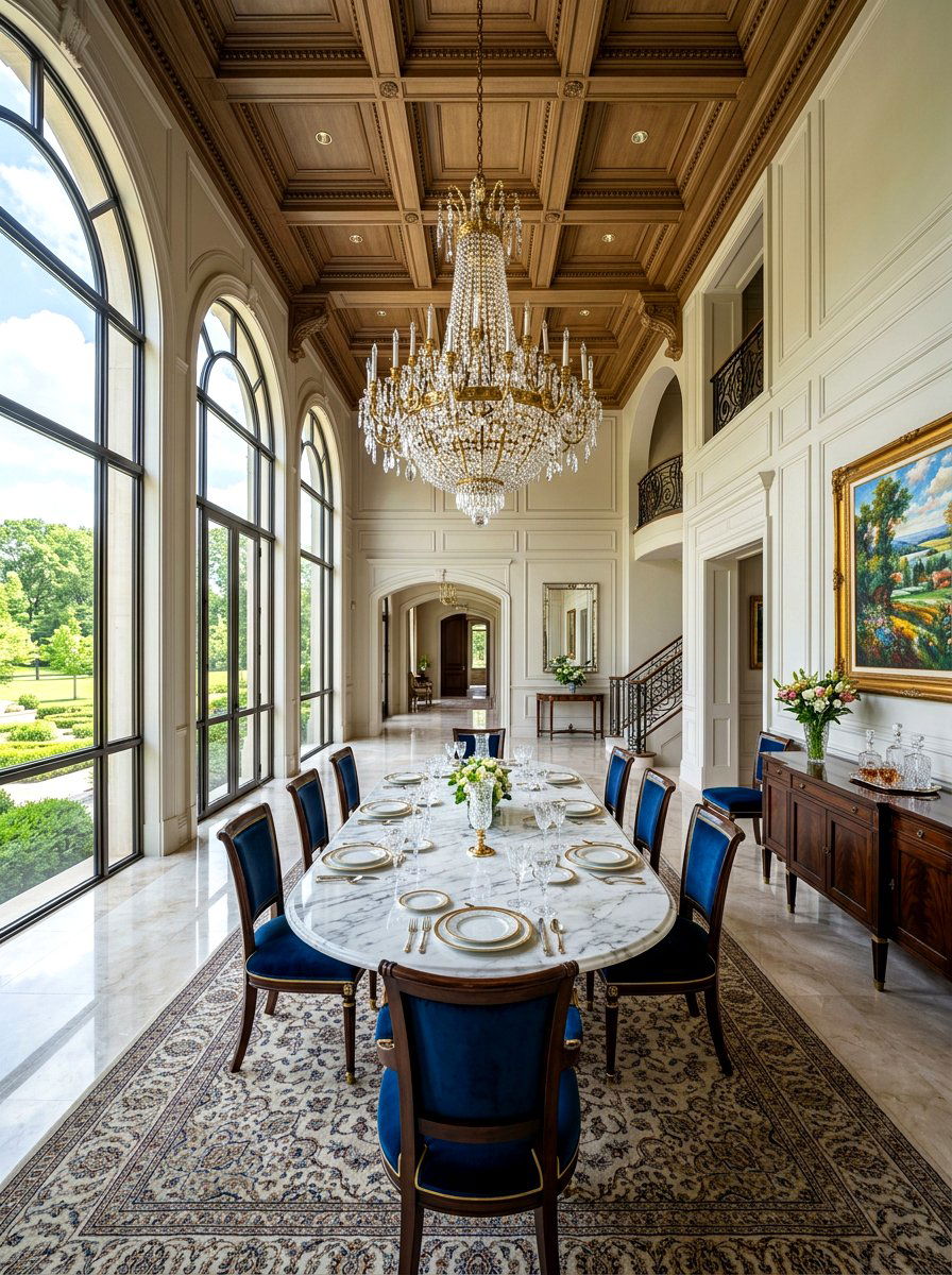 High Ceiling Dining Space - 30 quiet luxury dining room ideas