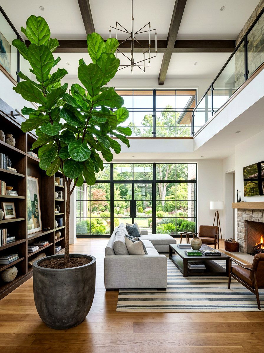 High Ceiling Fiddle Leaf Fig - 30 fiddle leaf fig decor ideas