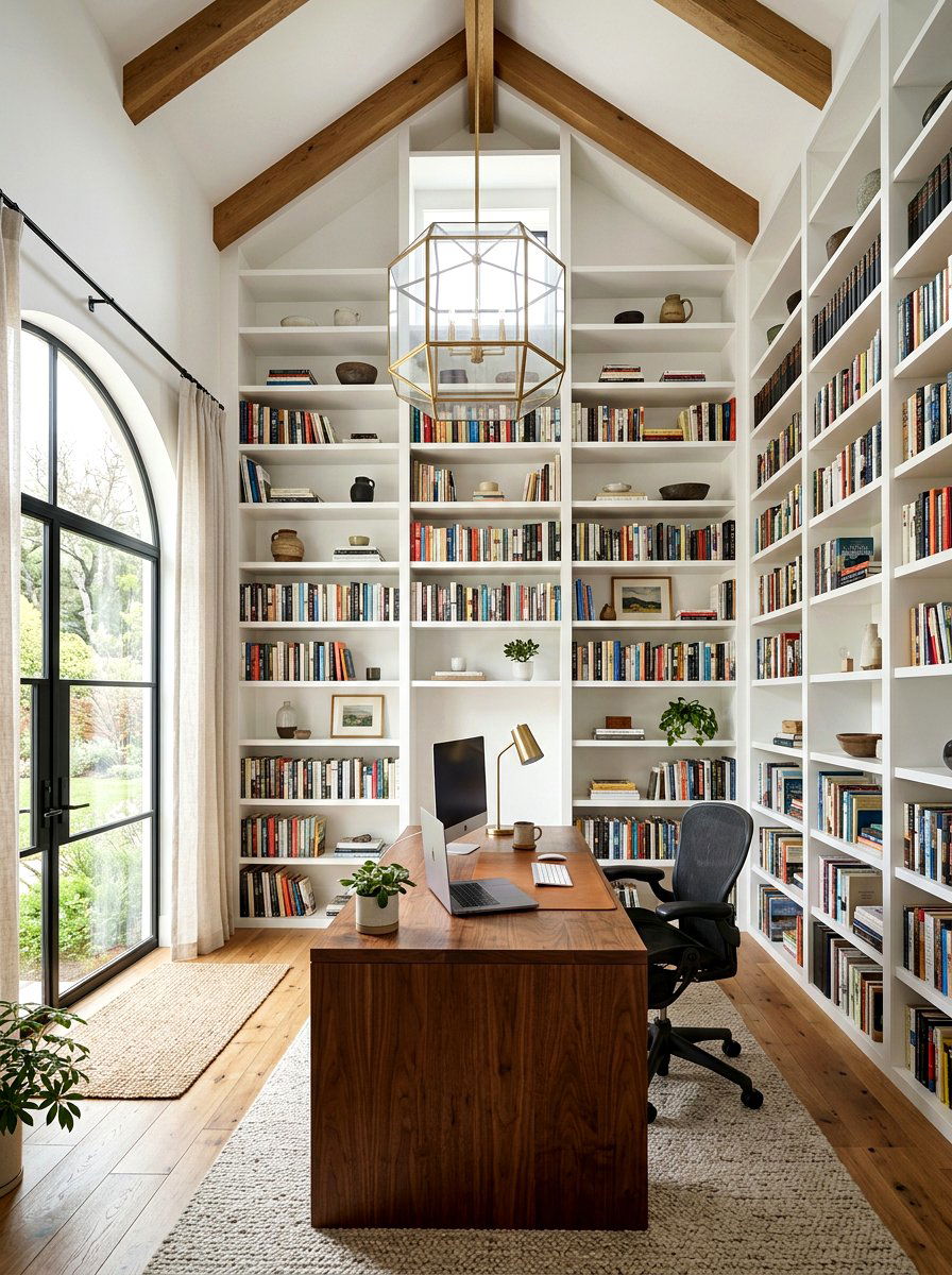 High Ceiling Home Office - 30 minimalist home office ideas