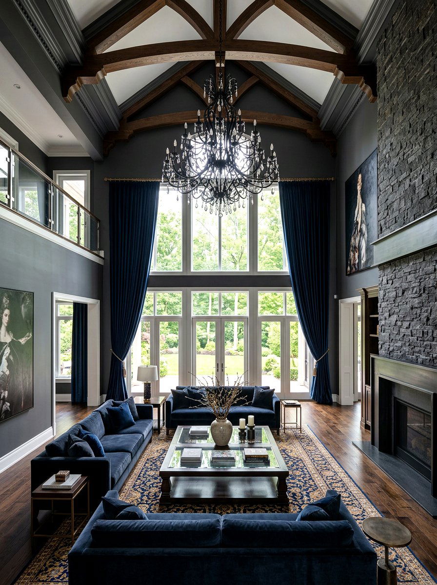 High Ceiling Living Room - 30 moody English living room ideas