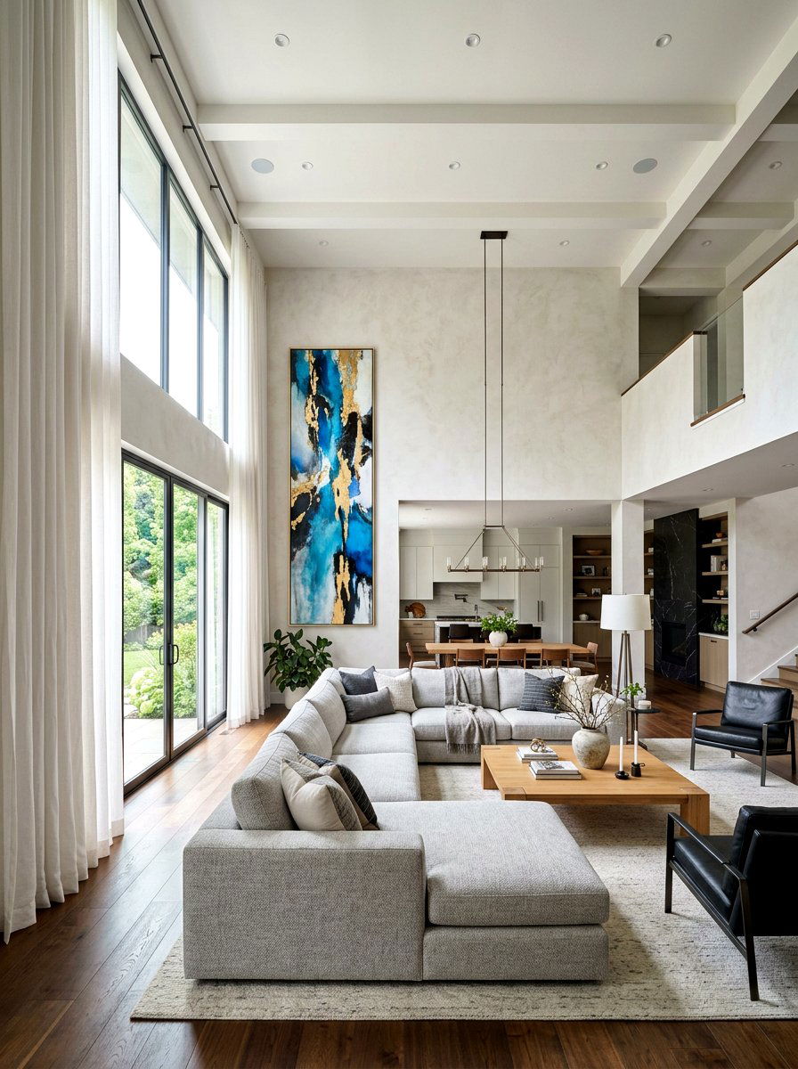 High Ceiling Living Room - 30 L shaped living room ideas