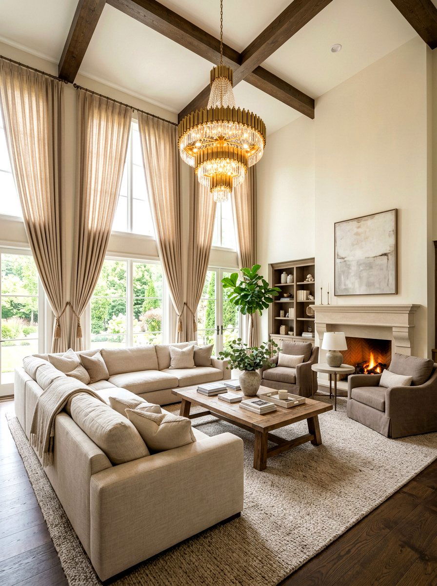 High Ceiling Neutral Living Room - 30 neutral living room ideas