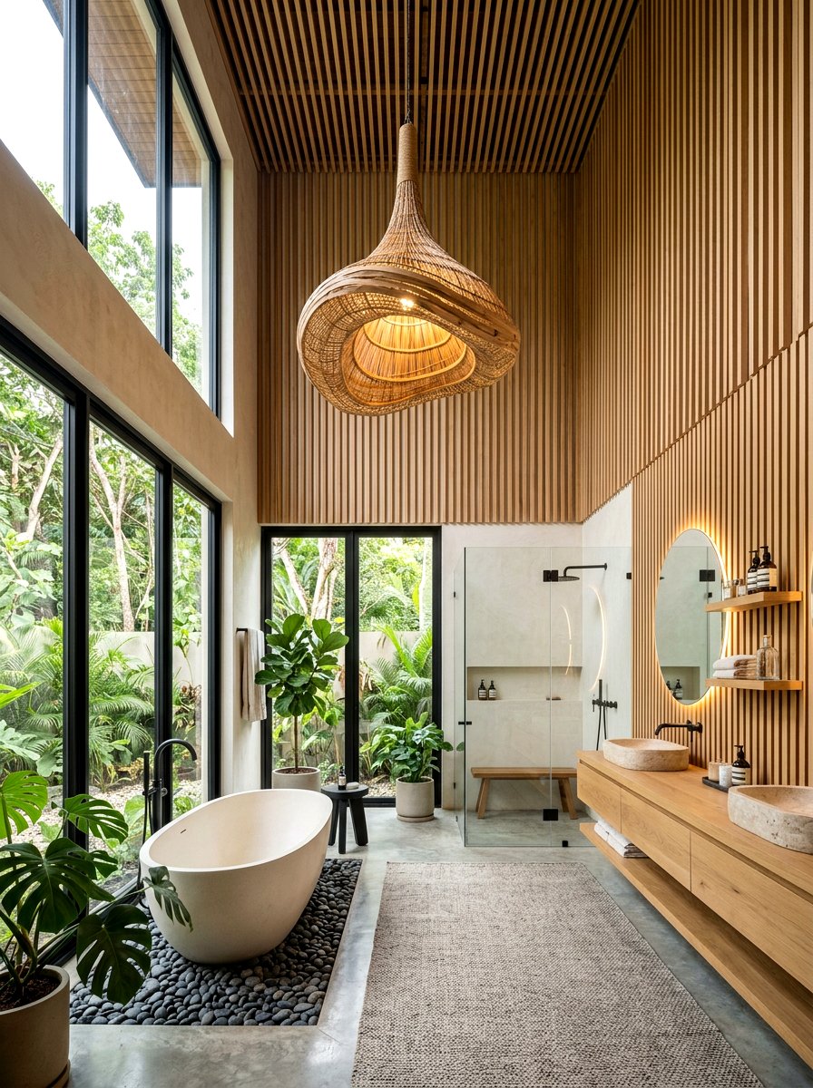 High Ceiling Organic Modern Bathroom - 30 organic modern bathroom ideas