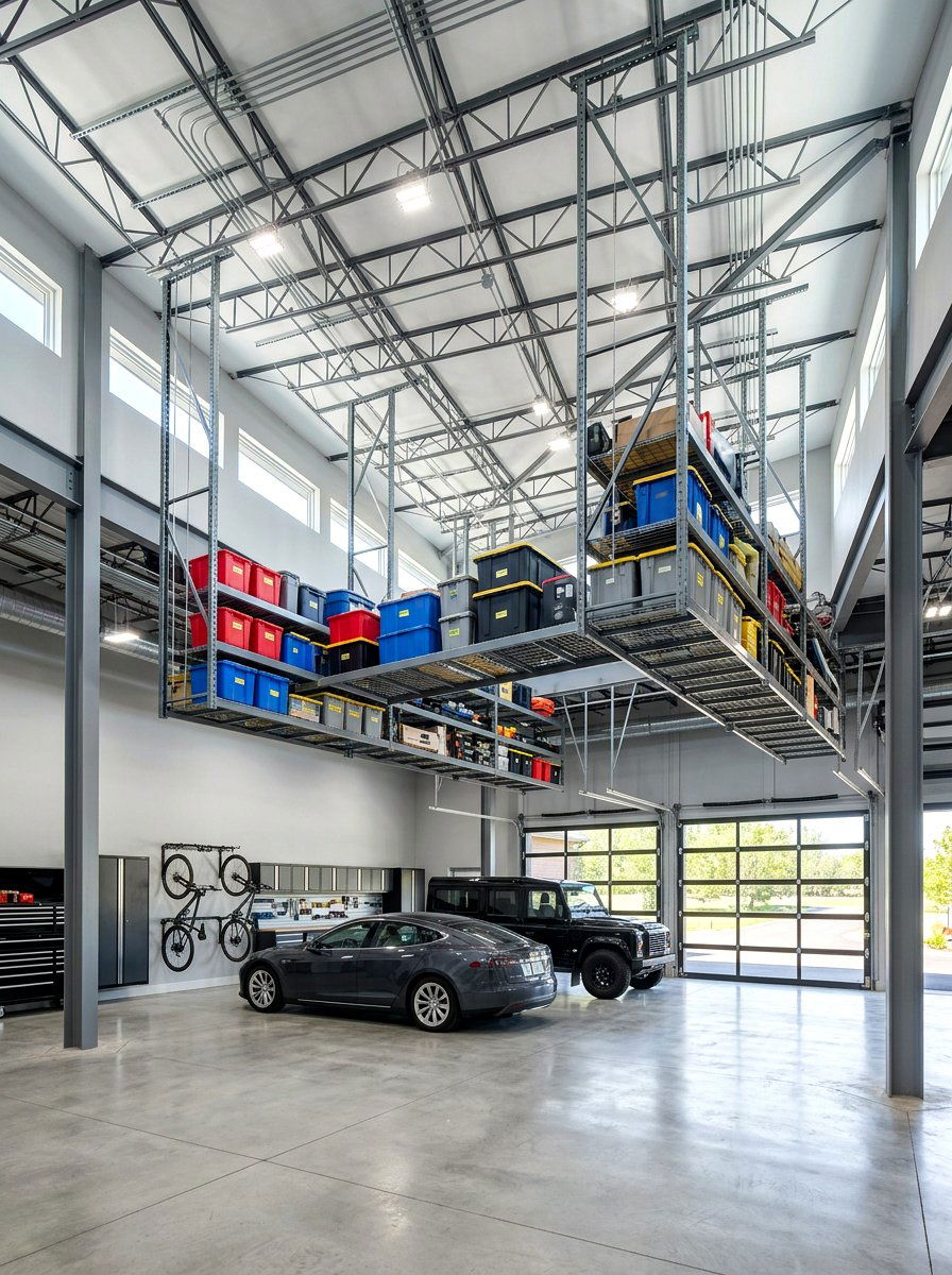 High Ceiling Storage Racks - 30 garage overhead rack ideas