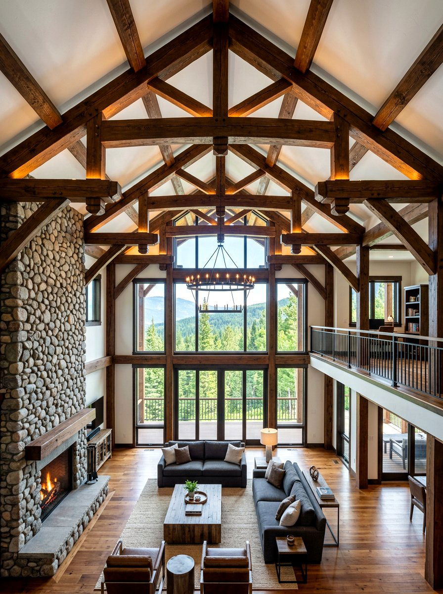 High Ceiling Wood Beams - 30 rustic beam ceiling ideas