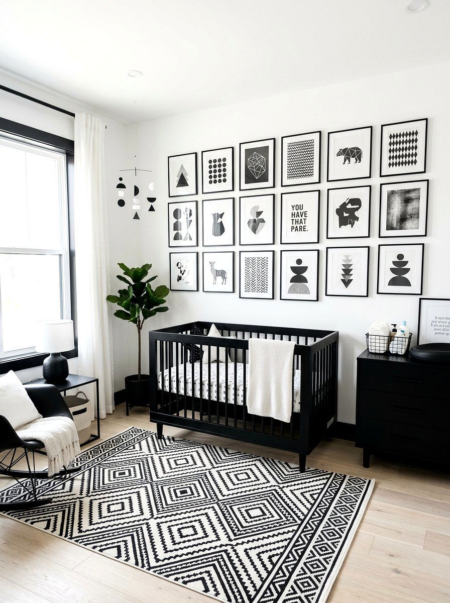 High Contrast Black And White Art - 30 nursery wall decor ideas