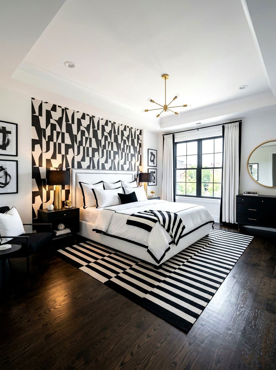 High Contrast Black White Bedroom - 30 sophisticated bedroom decor ideas