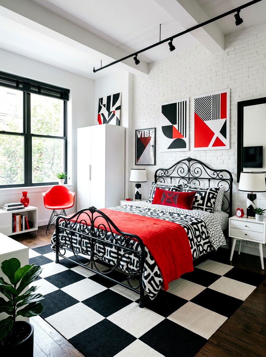 High Contrast Eclectic Bedroom - 30 eclectic bedroom ideas