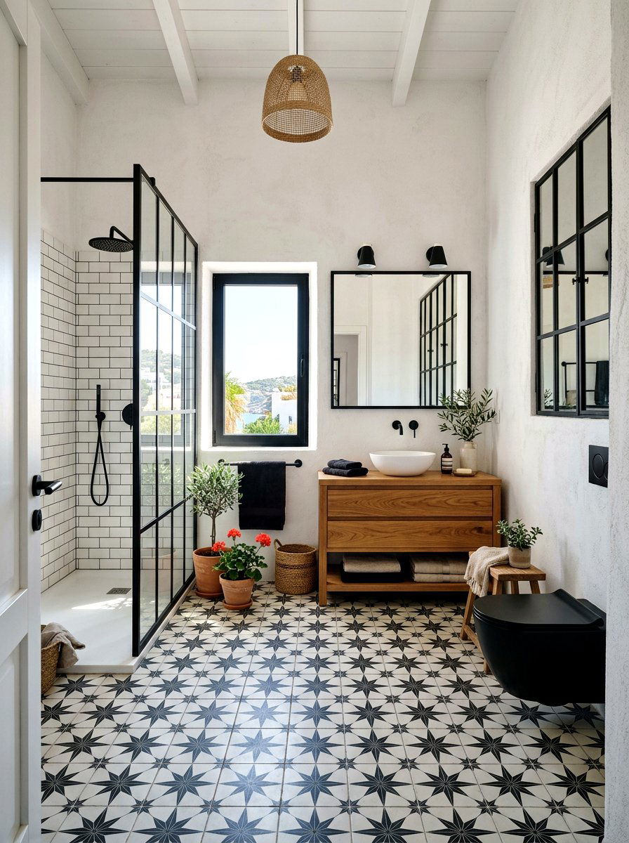 High Contrast Mediterranean Bathroom - 30 Mediterranean bathroom ideas