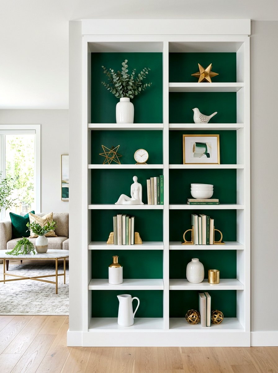 High Contrast Painted Interior Shelving - 30 bookshelf styling ideas