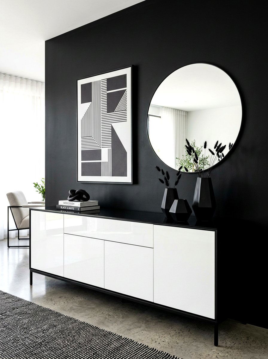 High Contrast Sideboard - 30 sideboard decor ideas