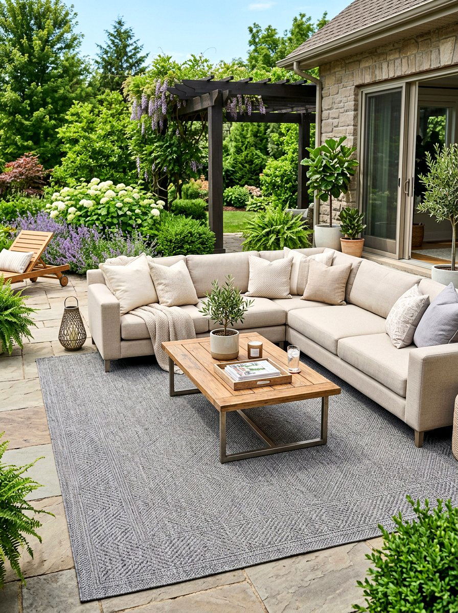 High End Outdoor Area Rugs - 30 quiet luxury backyard ideas