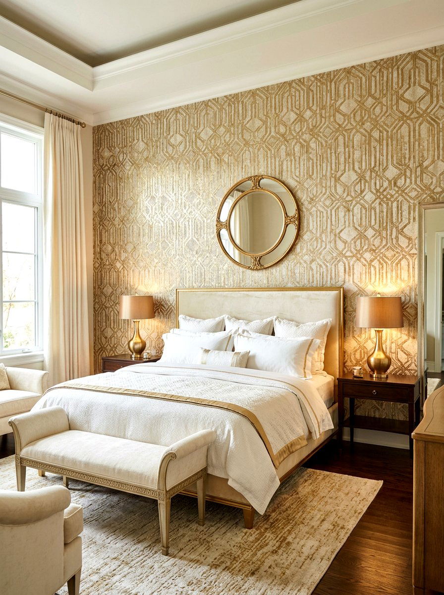 High End Wallpaper Accent - 30 five star suite bedroom ideas