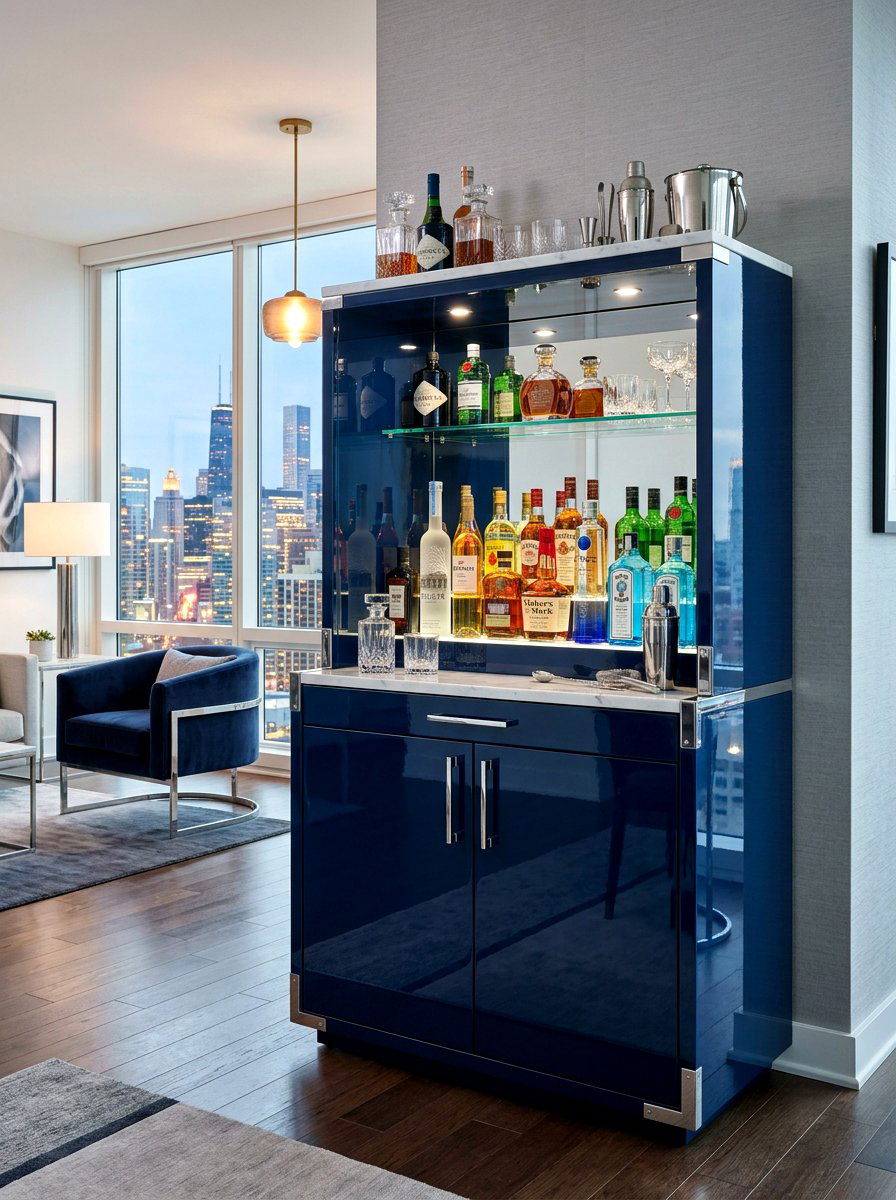 High Gloss Bar Cabinet - 30 cocktail corner ideas