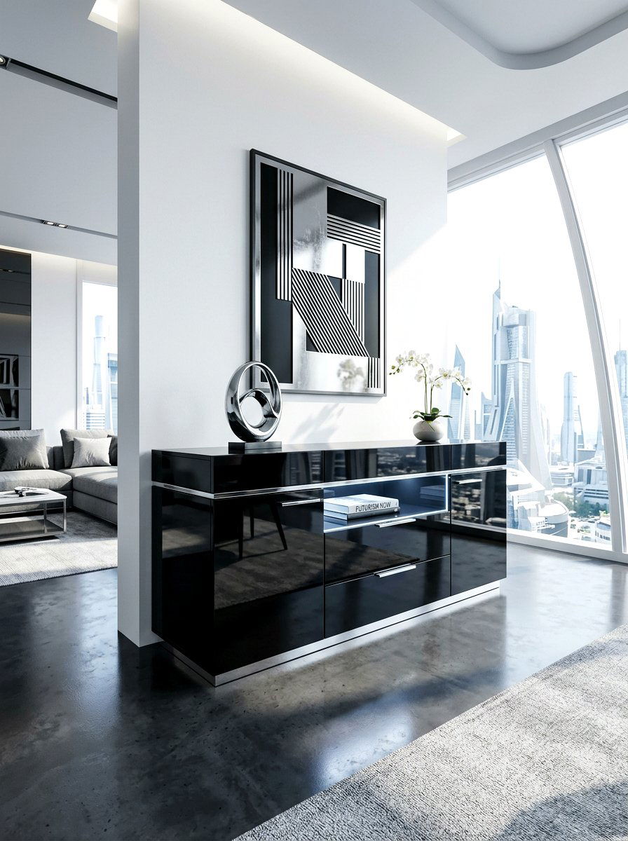 High Gloss Black Console - 30 TV over console ideas