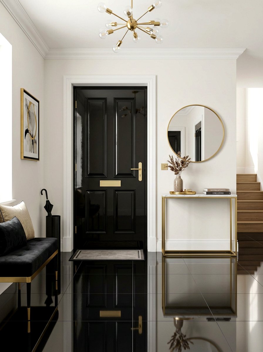 High Gloss Black Door White Trim - 30 contrast trim wall ideas