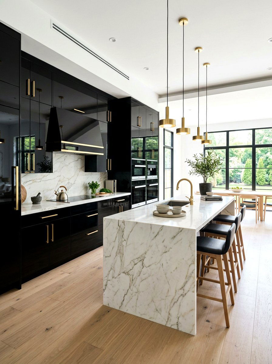 High Gloss Black Kitchen - 30 tiny room big color ideas