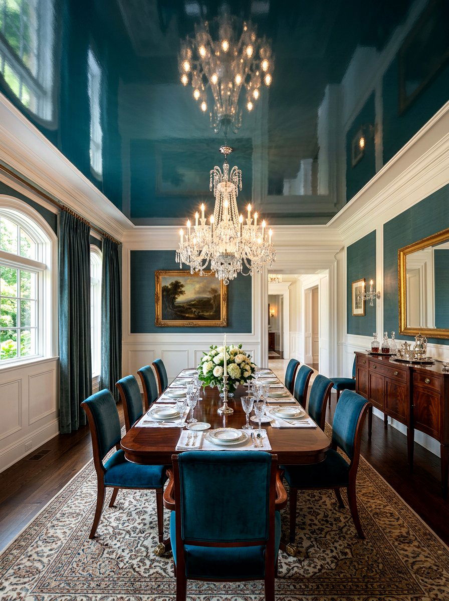 High Gloss Ceiling - 30 statement ceiling paint ideas