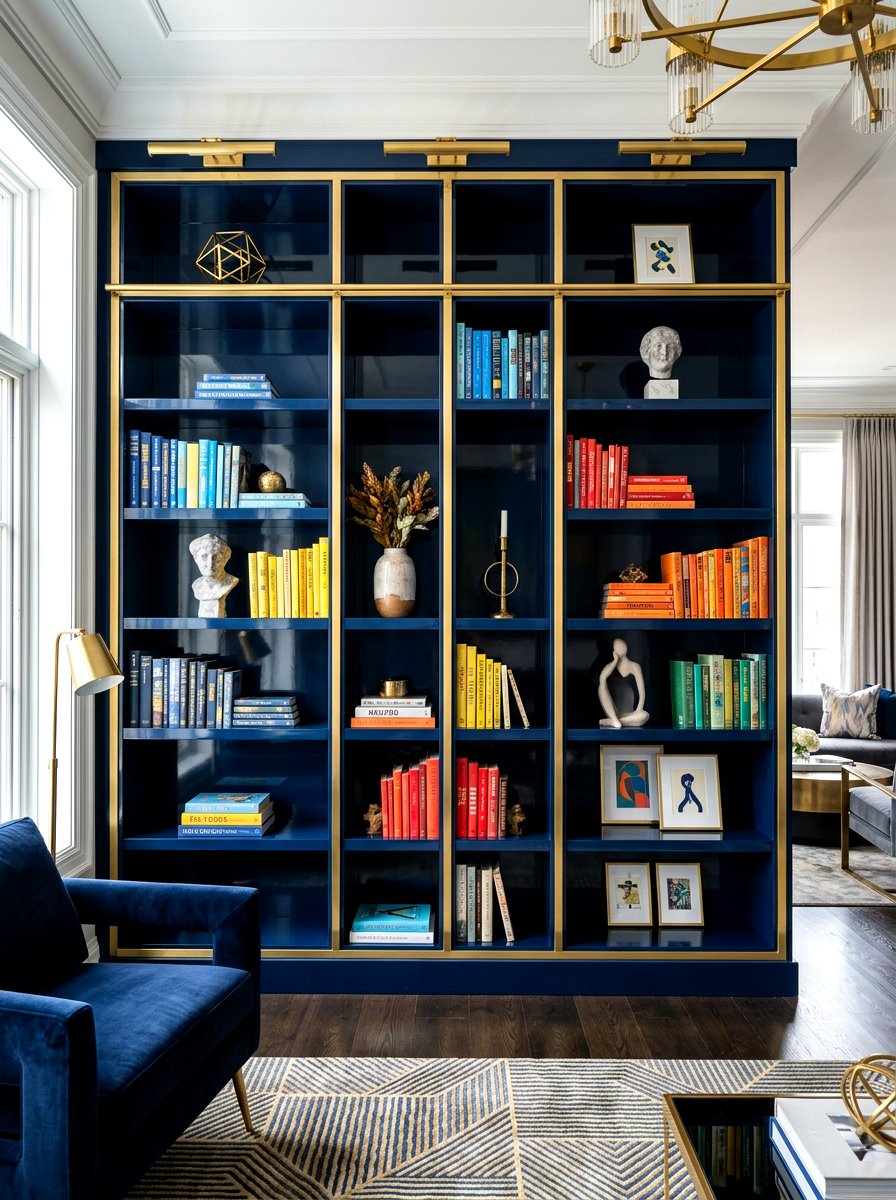 High Gloss Colorful Bookshelf - 30 bookshelf wall ideas