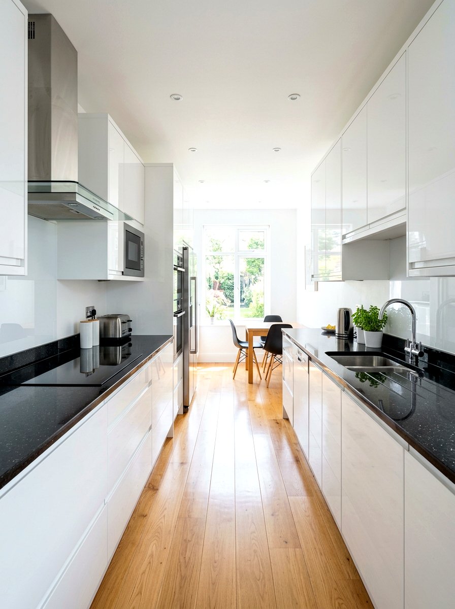 High Gloss Galley Kitchen - 30 galley kitchen ideas