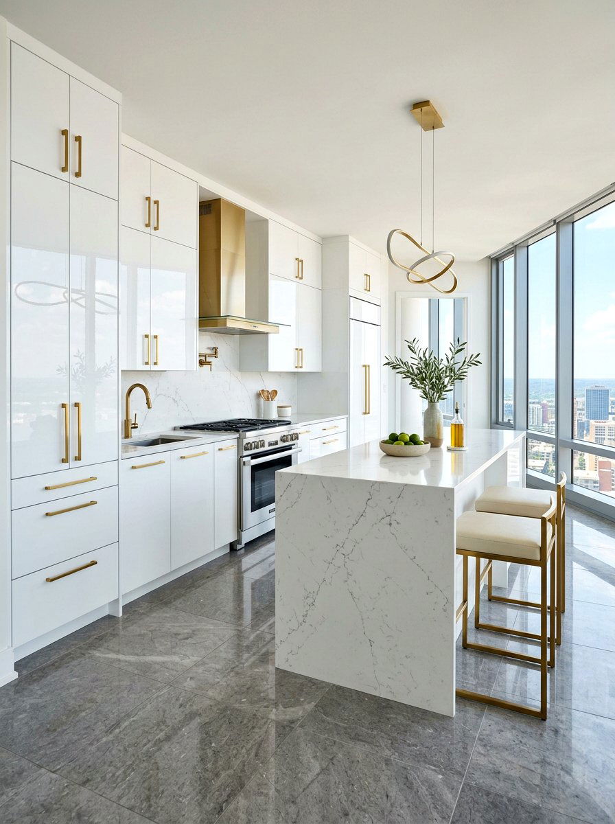 High Gloss Kitchen Brass Hardware - 30 brass kitchen hardware ideas