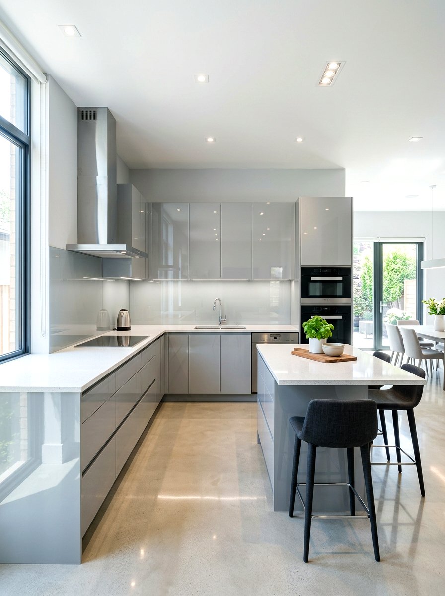 High Gloss Kitchen Cabinets - 30 tiny galley kitchen ideas